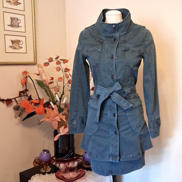 NWT I AM GIA Light Teal Blue Stretch Cotton Chic Knee Length Denim Skirt - Picture 13 of 16